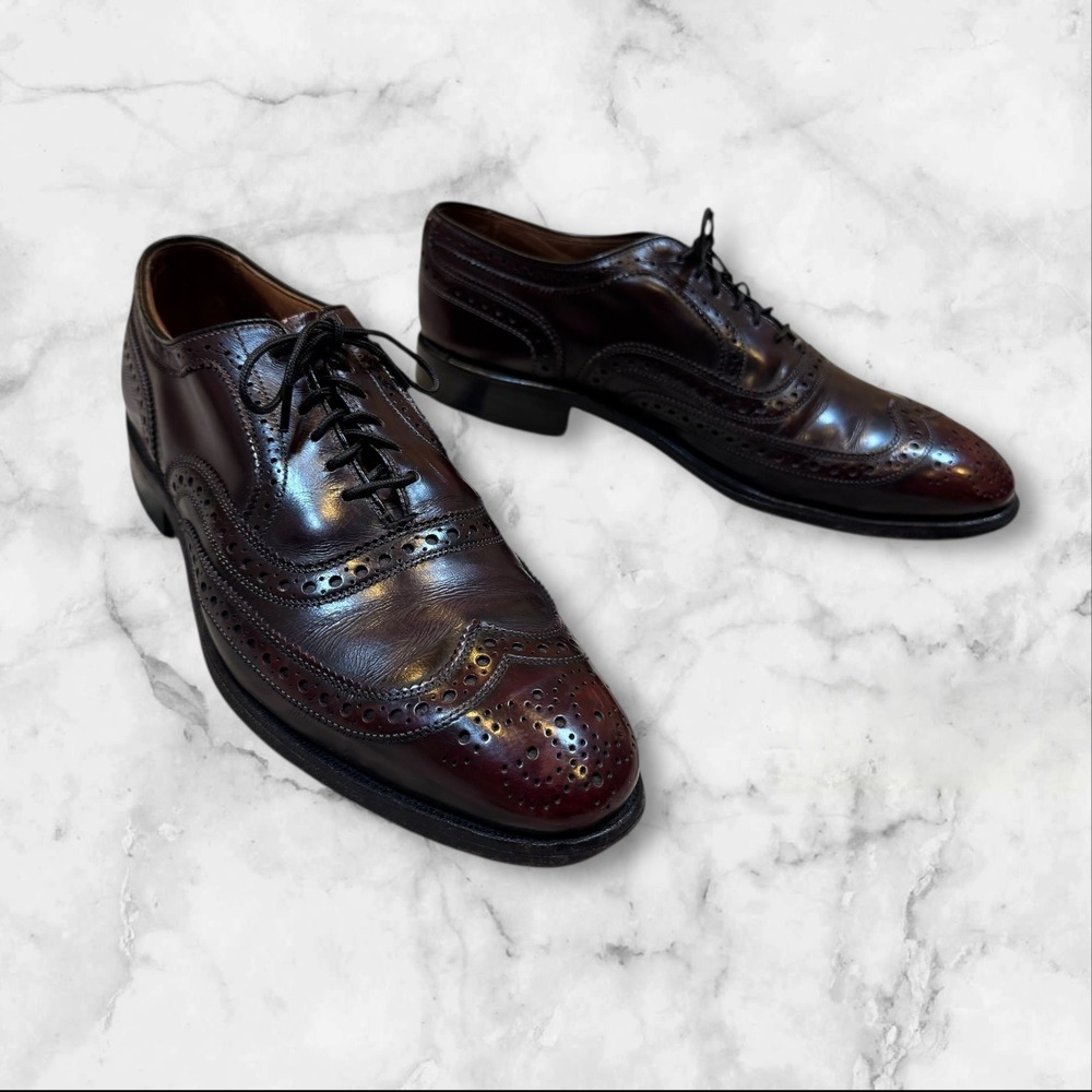 Allen Edmonds McAllister Wingtip Oxford Shoes Burgundy Leather Men Size 8 C